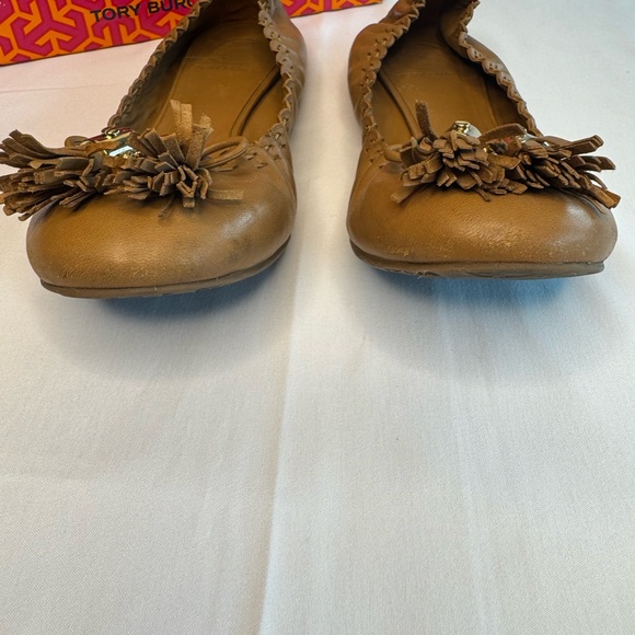 Tory Burch Reece-Mostico Leather Ballet Flats Size 7.5 Color Royal Tan - Picture 4 of 13